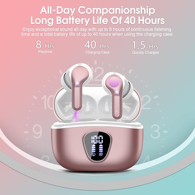 Wireless Earbuds, IP7 Waterproof in Ear Earphones, LED Display Ear Buds - Image 4