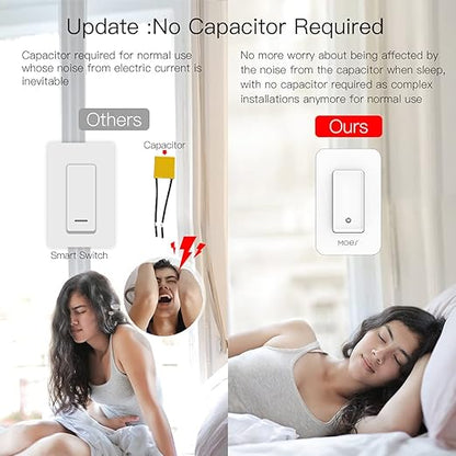 MOES WiFi Smart Light Switch No Neutral Wire, No Capacitor, No hub Required - Image 3