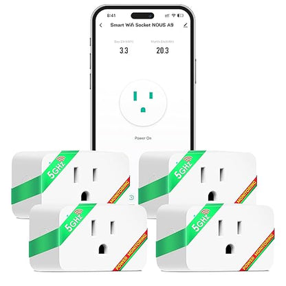 NOUS Wi-Fi Smart Plug 15A, Dual-Band 2.4GHz & 5GHz, Energy Monitoring, by NOUS