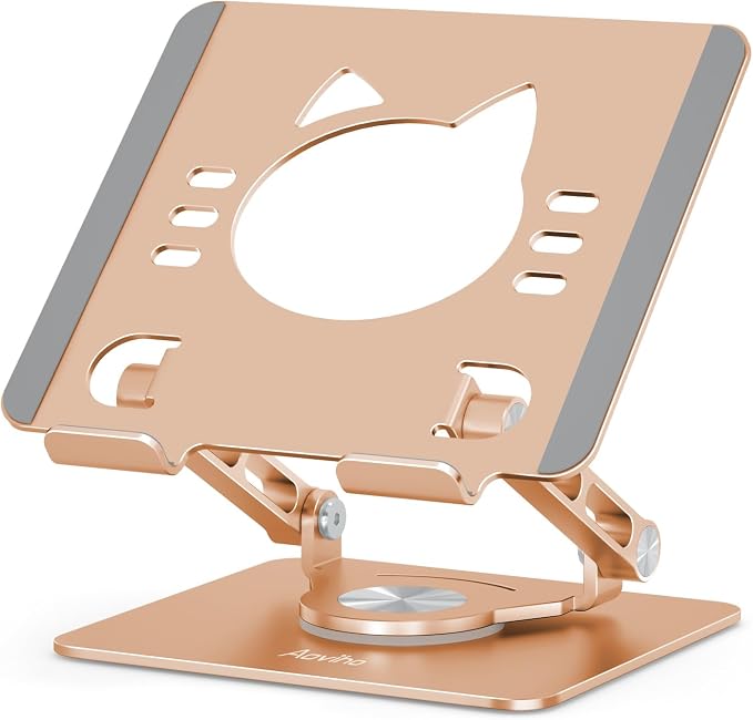 Tablet Stand 360° Rotating Aluminum Holder, Adjustable, Portable and Foldable by Aoviho