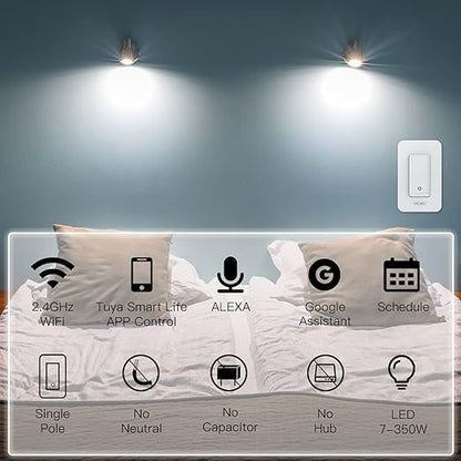 MOES WiFi Smart Light Switch No Neutral Wire, No Capacitor, No hub Required - Image 6