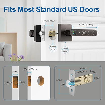BIWIBON Fingerprint Door Lock, 5 in 1 Finger Print Door Knob - Image 7