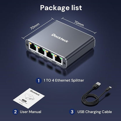 Ethernet Splitter 1 to 4 1000Mbps, Dockteck Internet Cable Splitter 1 in 4 Out - Image 8
