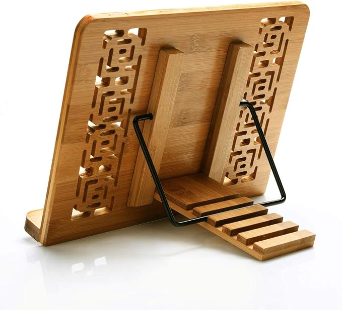 wishacc Large Size Bamboo Book Stand and Cookbook Holders - Image 7