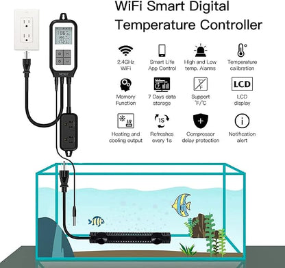 MOES Smart WiFi Cooling Heating Thermostat Outlet, Tuya Digital Temperature - Image 2