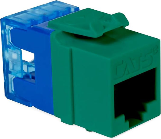 ICC CAT5e Keystone Jack with Slim Profile 180 Degree Punch Down, RJ45 UL Listed by ICC