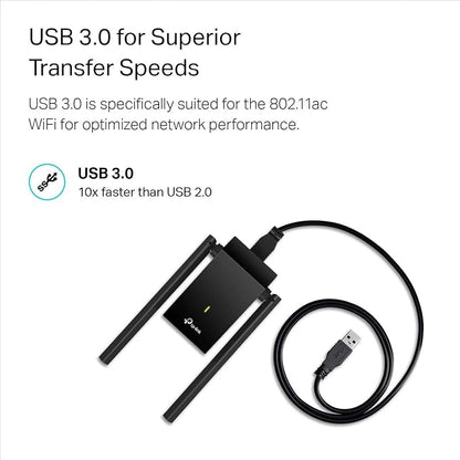 TP-Link USB WiFi Adapter, AC1300Mbps Dual Band 5dBi High Gain Antenna 2.4GHz/ - Image 7