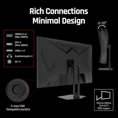 KTC 27'' 280Hz 240Hz Gaming Monitor 1ms GTG 350nits Fast VA 1080P Tilt 126% - Image 5