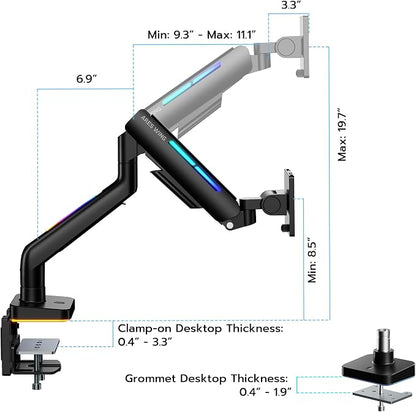 Ultrawide Monitor arm for 17-49'' Heavy Duty Screen up to 44lbs, Gas Spring - Image 8