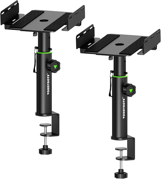 Set of 2 Dual Side Clamping Studio Monitor Stands Short Desktop Clamp Speaker by Vondynote