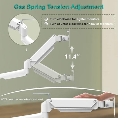 WALI White Triple Monitor Mount, 3 Monitor Desk Mount - Image 8