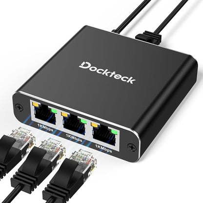 Ethernet Splitter 1 to 3 1000Mbps, Dockteck Internet Cable Splitter 1 in 3 Out by Dockteck