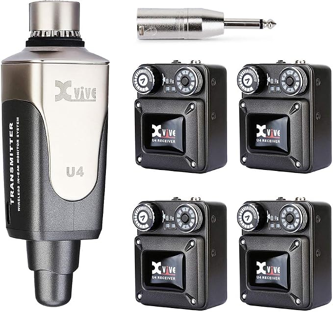 Xvive U4R4 Wireless in-Ear Monitor System 1 Transmitter and 4 Beltpack Receiver by Xvive
