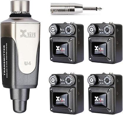 Xvive U4R4 Wireless in-Ear Monitor System 1 Transmitter and 4 Beltpack Receiver by Xvive