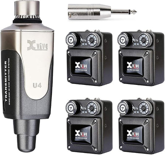 Xvive U4R4 Wireless in-Ear Monitor System 1 Transmitter and 4 Beltpack Receiver by Xvive