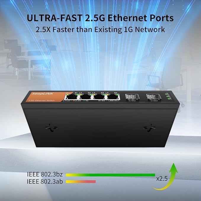 6-Port 2.5G Switch Unmanaged, 4 x 2.5GBASE-T Ports & 2 x 10GBASE-T SFP Slots - Image 4