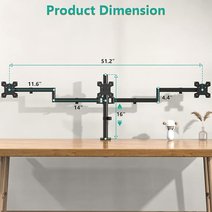 WALI Triple Monitor Mount, 3 Monitor Desk Mount - Image 6
