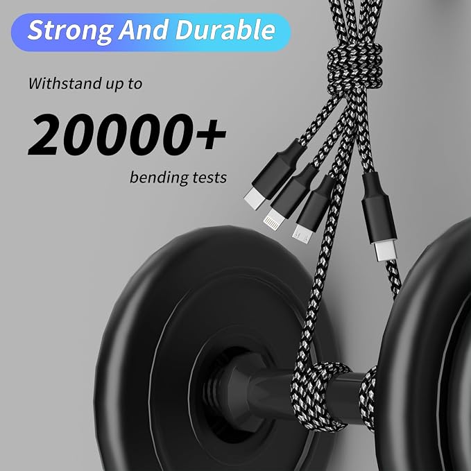 USB C Multi Charging Cable, 3 in 1 Charging Cable Nylon Braided USB-C Multiple - Image 5