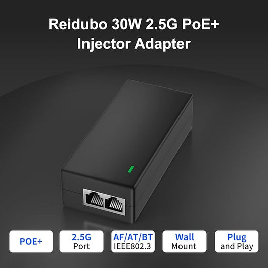 2.5Gb PoE+ Injector Adapter 30W 48~55V, IEEE 802.3at/af Compliant, Converts - Image 2