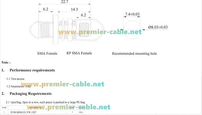 RP-SMA Female to SMA Female Bulkhead Panel Mount Adapter 50 Ohm Low Loss RF - Image 7