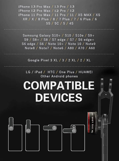 Phone Camera Lens, Clip on Cell HD Phone Fisheye Lens kit, 235° Fisheye Lens - Image 6