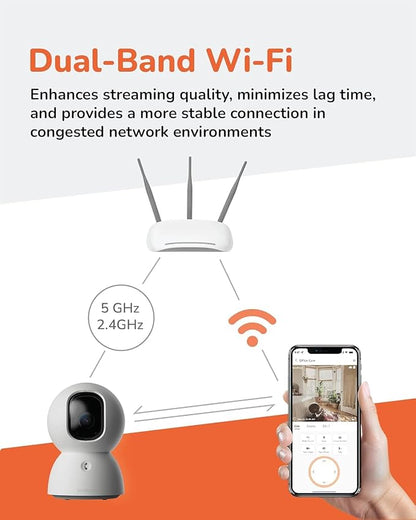 SensForge 2.5K Pan-Tilt Security Camera, 360° Dual-Band WiFi Camera - Image 8