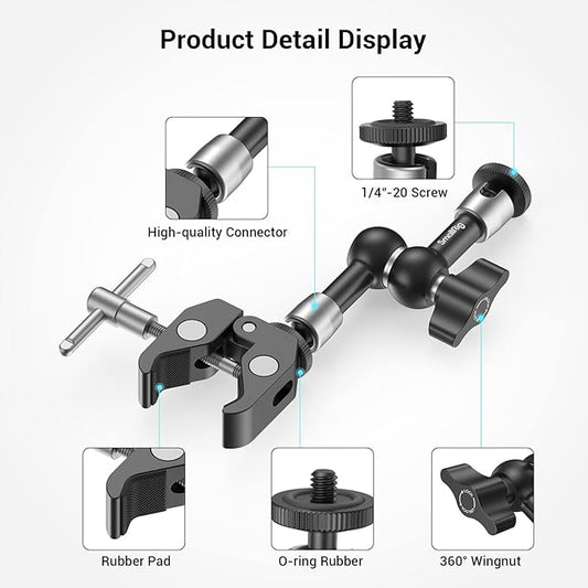 SMALLRIG Super Clamp w/ 1/4" and 3/8" Thread and 5.8 Inches Adjustable Friction - Image 2