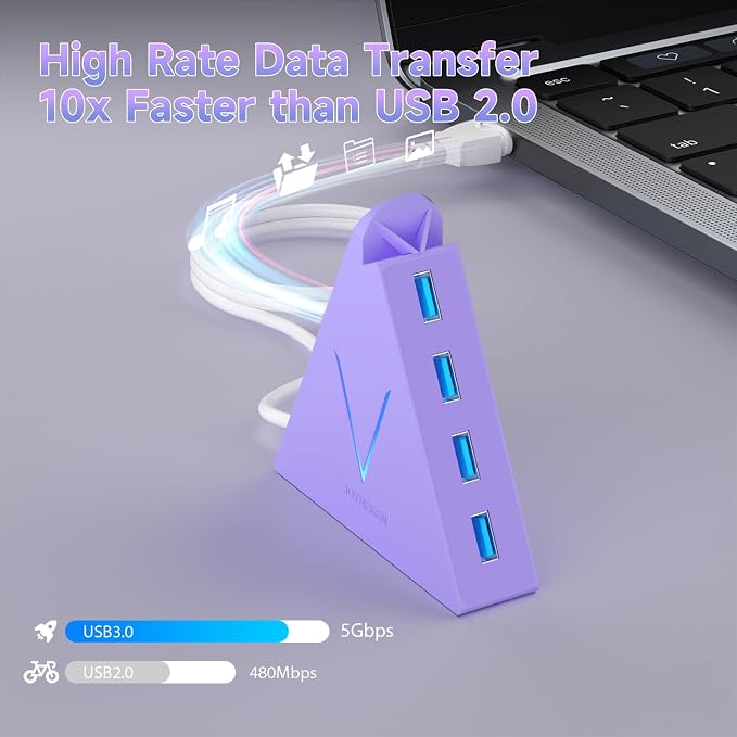 4-Port USB 3.0 Hub Tower with 2ft Cable - Image 4
