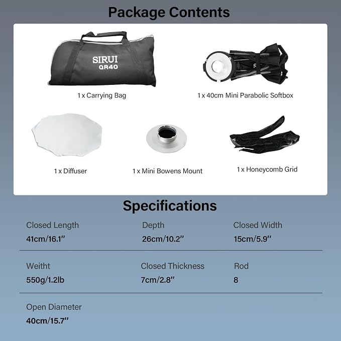 SIRUI 15.7"/40cm Mini Quick Set-Up Foldable Softbox, Quick Release - Image 7