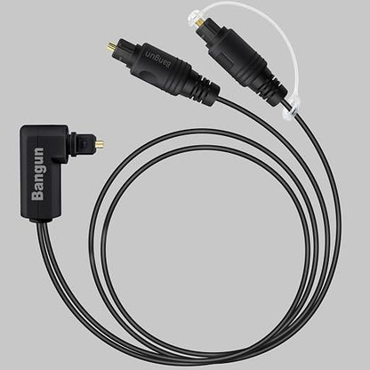 90 Degree Optical Audio Splitter 1 in 2 Out Cable, Digital Toslink Fiber by Bangun