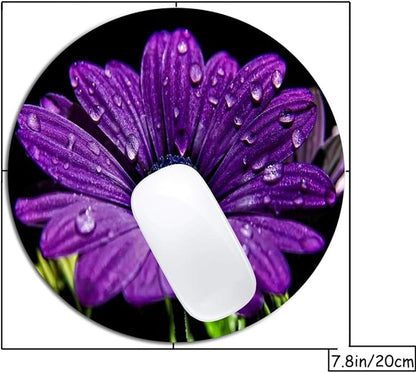 Purple Flower Mouse Pad Round Non-Slip Rubber Mousepad Laptop Office Computer - Image 2