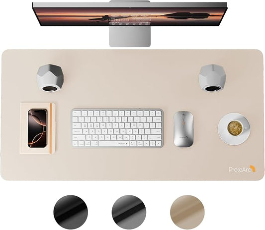 ProtoArc Leather Desk Mat, Large Mouse Pad- 31.5×15.8 inch, Non-Slip PU Leather by ProtoArc