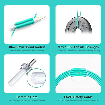 FiberPrime- OM3 LC to ST Fiber Patch Cable, Duplex Multimode, MM Fiber Optic - Image 2