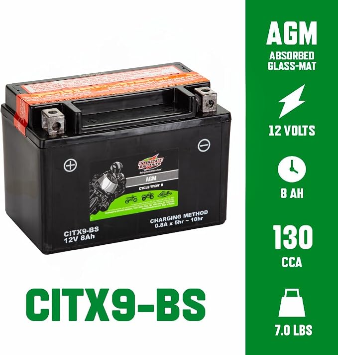 Interstate Batteries YTX9-BS 12V 8Ah Powersports Battery 130CCA AGM - Image 3