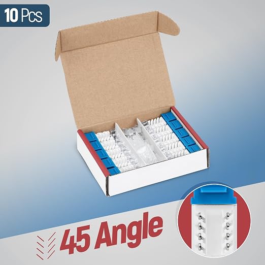 Everest 45° Angled RJ45 Cat6 Keystone Jacks 10-Pack in Blue - Image 2
