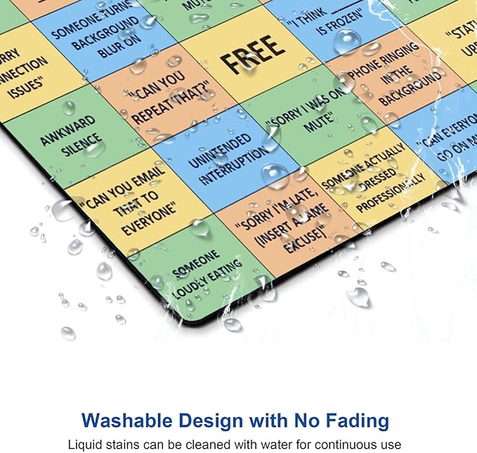 Mouse Pad, Conference Call Bingo Mouse Pad, Washable Square Cloth Mousepad - Image 5