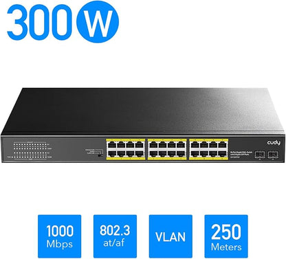 Cudy 24 Gigabit Ethernet Unmanaged PoE+ Switch, 24 * 100/1000Mbps PoE+ Ports - Image 2