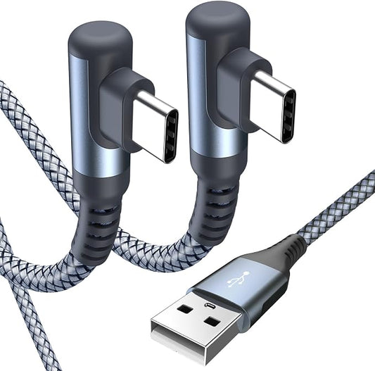 USB C Cable Right Angle, USB Type C iPhone 16 Charger Cable Nylon Braided Cord by Sweguard