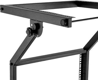 9U Professional DJ Stand Rack Mount DJ Mixer Stand Adjustable Stage Cart w/Wheel - Image 5