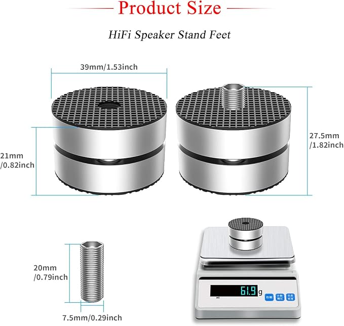 Audiocrast 4X HiFi Speaker Spike Pad Isolation Feet Stand Feet 40X23MM Shock - Image 6