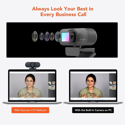 NUROUM V15AF 2K Webcam for PC, 1080P 60fps Autofocus HD Webcam - Image 4
