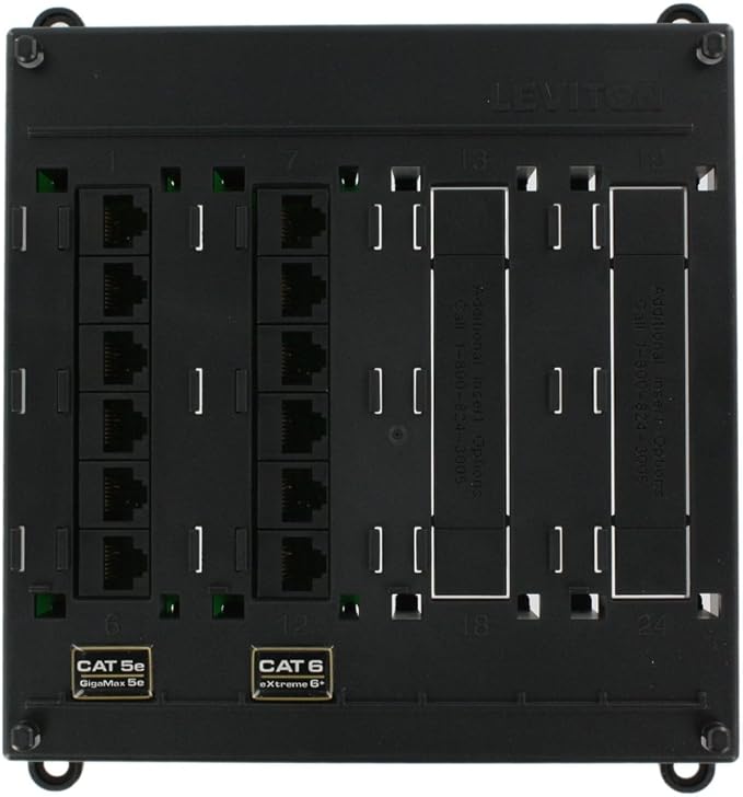 Leviton Twist and Mount Patch Panel, 6 CAT 5e ports and 6 CAT 6 ports by Leviton