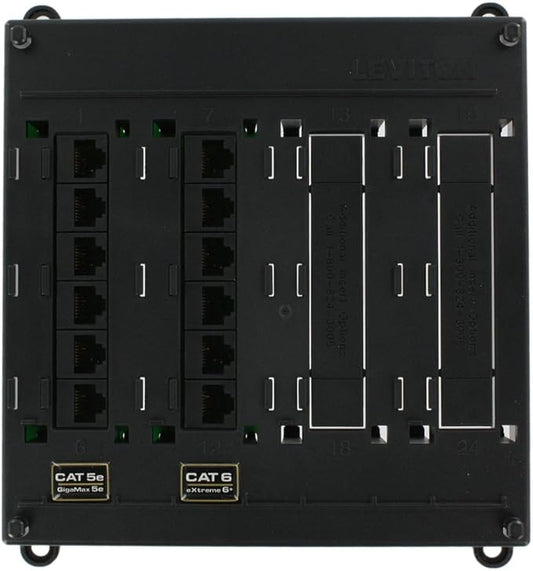 Leviton Twist and Mount Patch Panel, 6 CAT 5e ports and 6 CAT 6 ports by Leviton