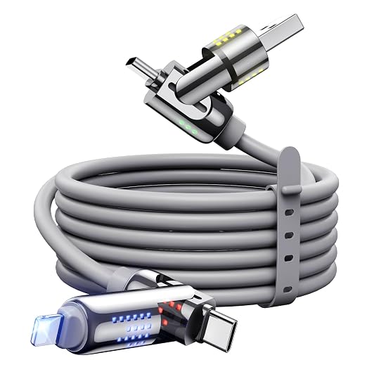 MAGIC JOHN 240W 4 in 1 Charging Cable, 6.6FT USB C to Lightning Cable, Chubby by MAGICJOHN