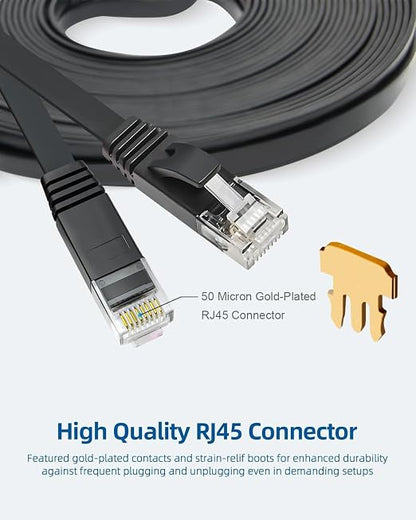 Yauhody CAT 6 Ethernet Cable 10ft 12-Pack Black, High Speed Solid Flat CAT6 - Image 8