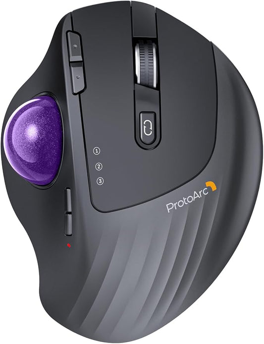 ProtoArc Wireless Trackball Mouse, EM01 NL Ergonomic Bluetooth Rollerball Thumb by ProtoArc