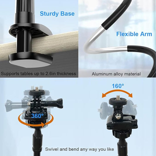 30 Inch Webcam Stand Camera Mount, Upgraded Thick Base Flexible Gooseneck - Image 2