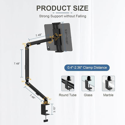 Tablet Stand Holder, Adjustable Foldable iPad Desk Mount Arm - Image 4
