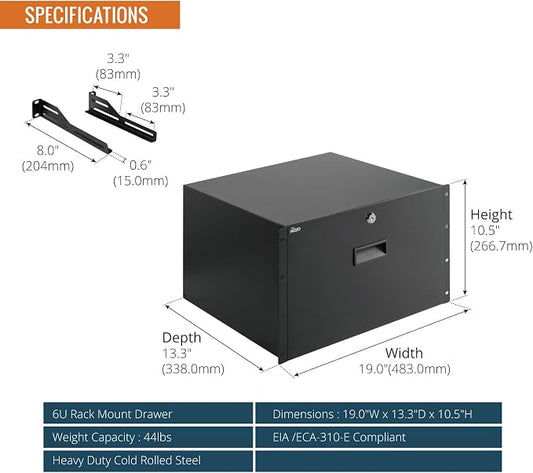 Tecmojo 6U Rack Drawer, Rack Mount Drawer - Image 2
