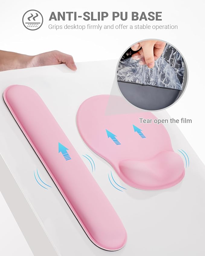 Ergonomic Mouse Pad Wrist Support Set, Memory Foam Keyboard Wrist Rest Set - Image 4